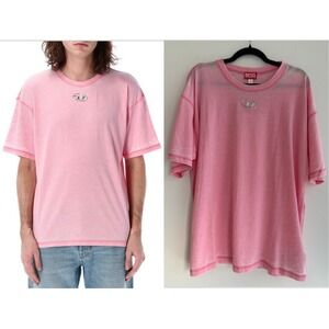 Diesel Unisex‎ XL Burnout T-Shirt Pink $150 Streetwear Logo Tee Lightweight $150